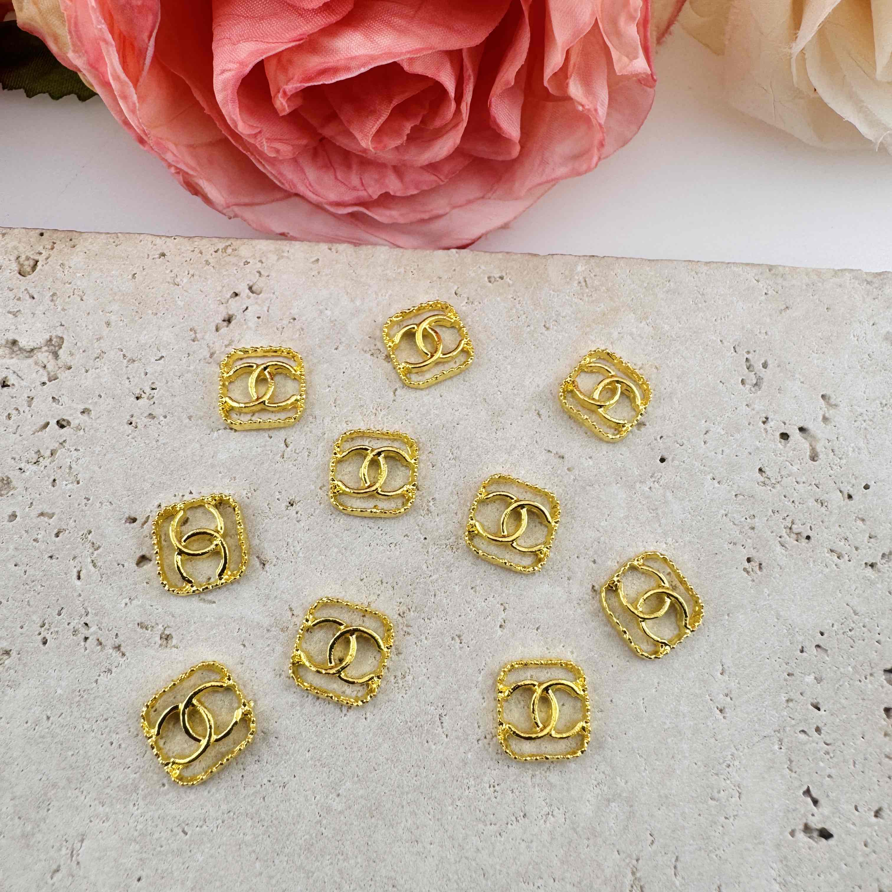FS4591-About 9mm Square C Metal Nail Charms Zoe DIY Wholesale