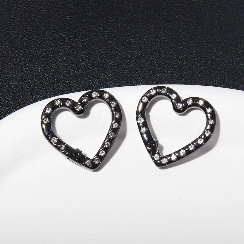 FS4624-2.5*2.6cm Double Side With Diamond Heart Metal Key Ring Zoe's DIY Shop