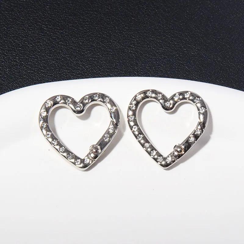FS4624-2.5*2.6cm Double Side With Diamond Heart Metal Key Ring Zoe's DIY Shop