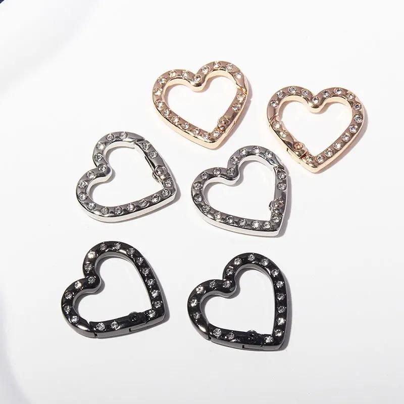 FS4624-2.5*2.6cm Double Side With Diamond Heart Metal Key Ring Zoe's DIY Shop
