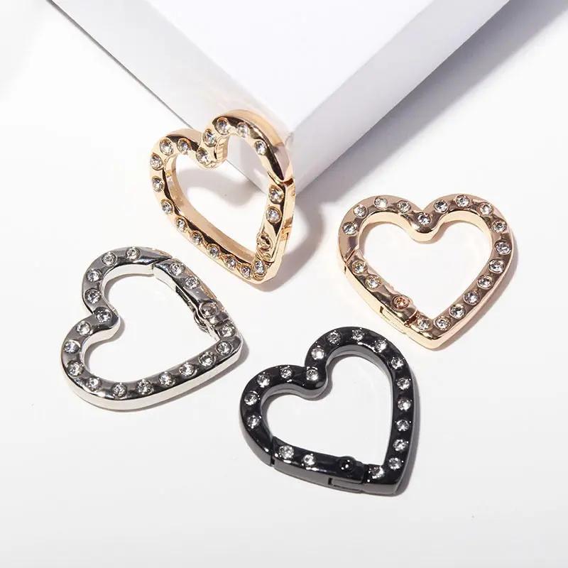 FS4624-2.5*2.6cm Double Side With Diamond Heart Metal Key Ring Zoe's DIY Shop