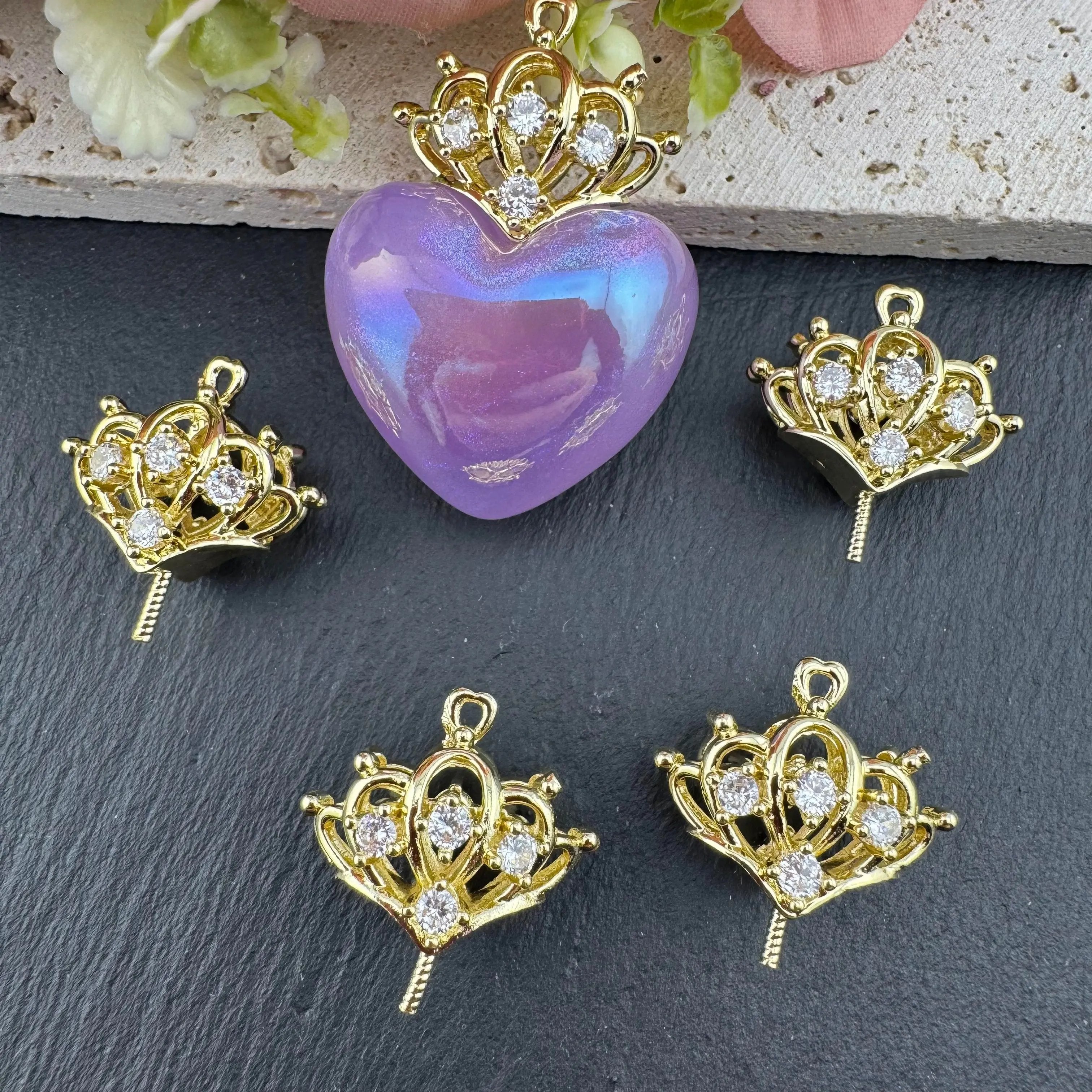 FS4636-Heart Crwon Metal Diamond Pin Zoe's DIY Shop