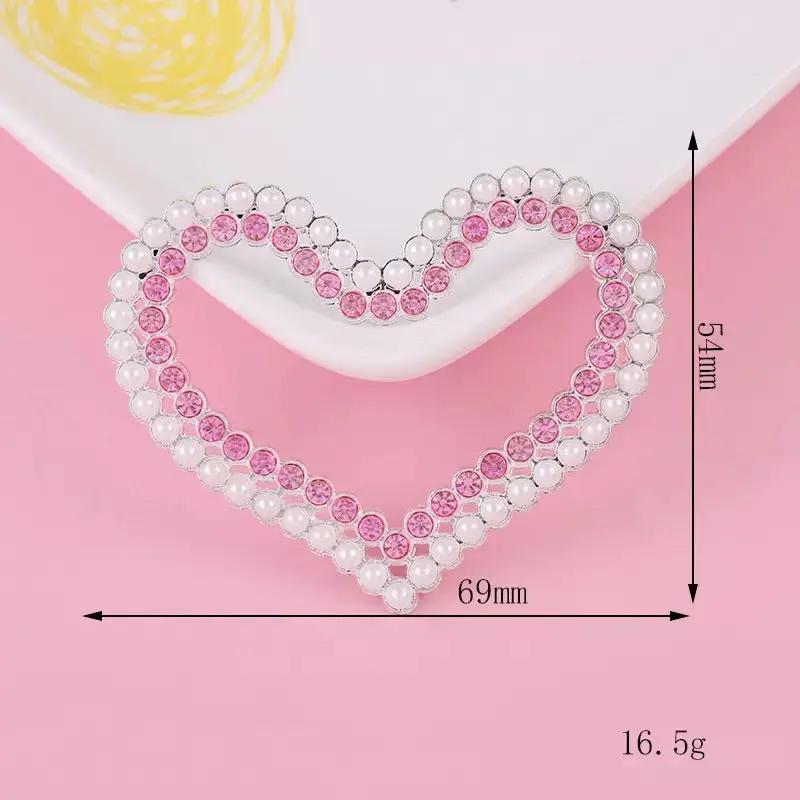 FS4684-69×54mm LV Heart With Pearl Diamond Metal Alloy Patch For Making Fancy Beads Zoe's DIY Shop
