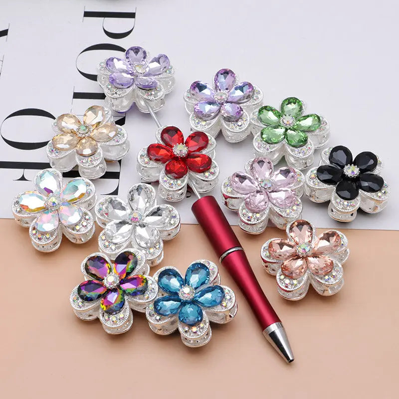 FS4833- 3.6×3.6 Cm Alloy Hollow-out Five-petal Alloy Beads That Can Pass A Pen For Keychain Jewelry Making Zoe's DIY Shop