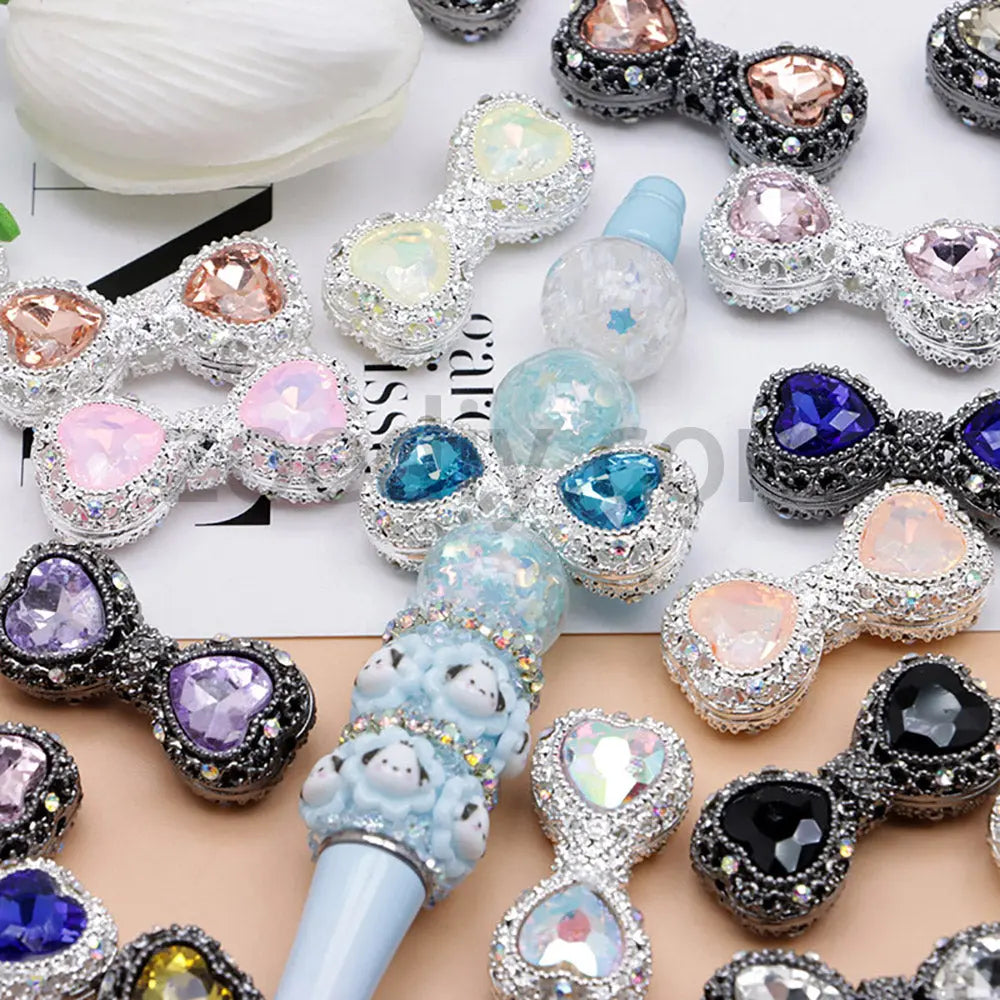 FS4842-Double Heart Bows Beads Fit For Beadable Pens For Keychain Jewelry Making Zoe's DIY Shop