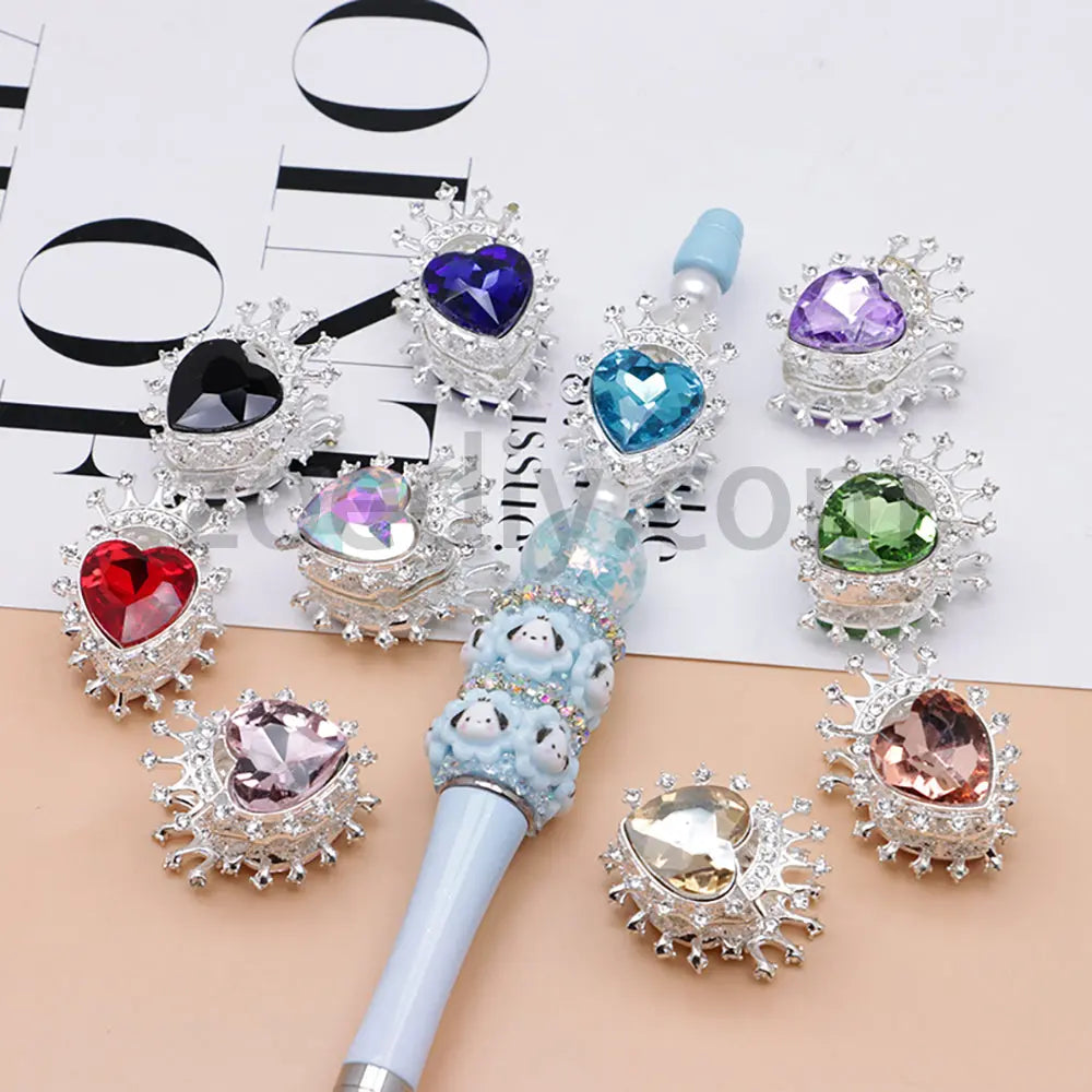 FS4843-Heart Crown Diamond Beads Fit For Beadable Pens For Keychain Jewelry Making Zoe's DIY Shop