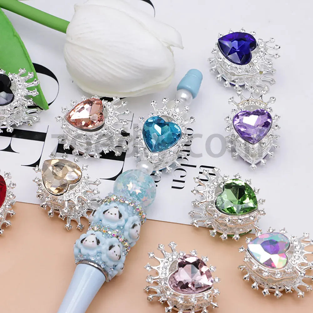 FS4843-Heart Crown Diamond Beads Fit For Beadable Pens For Keychain Jewelry Making Zoe's DIY Shop