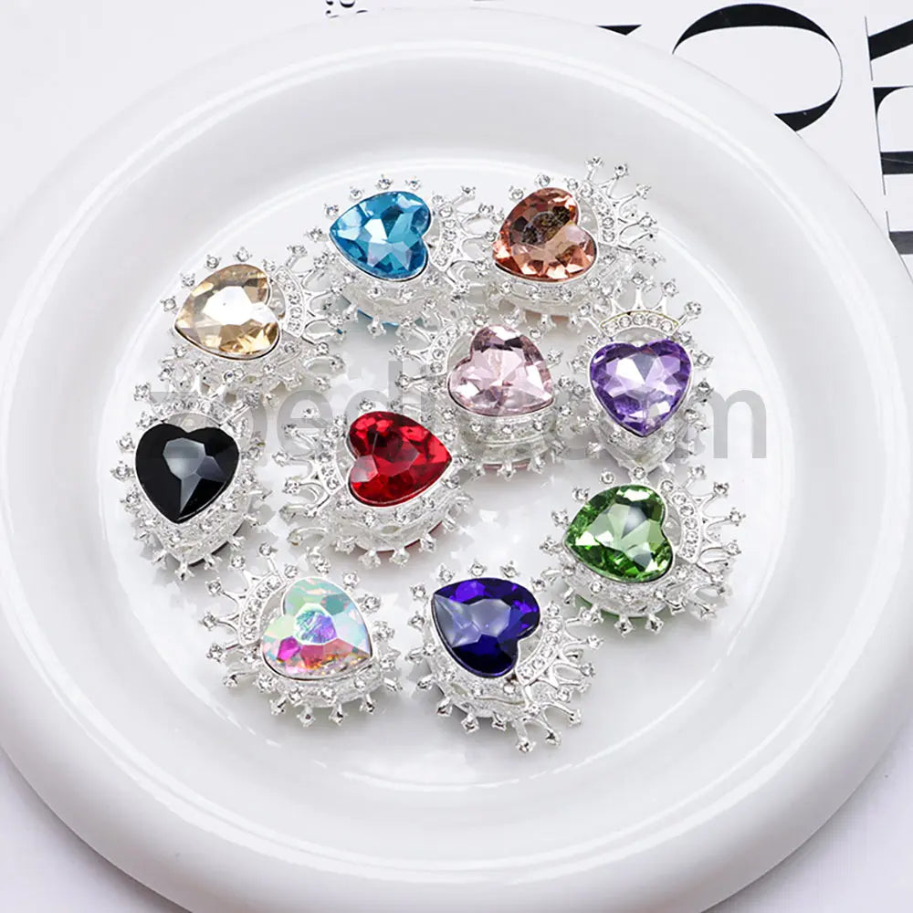 FS4843-Heart Crown Diamond Beads Fit For Beadable Pens For Keychain Jewelry Making Zoe's DIY Shop
