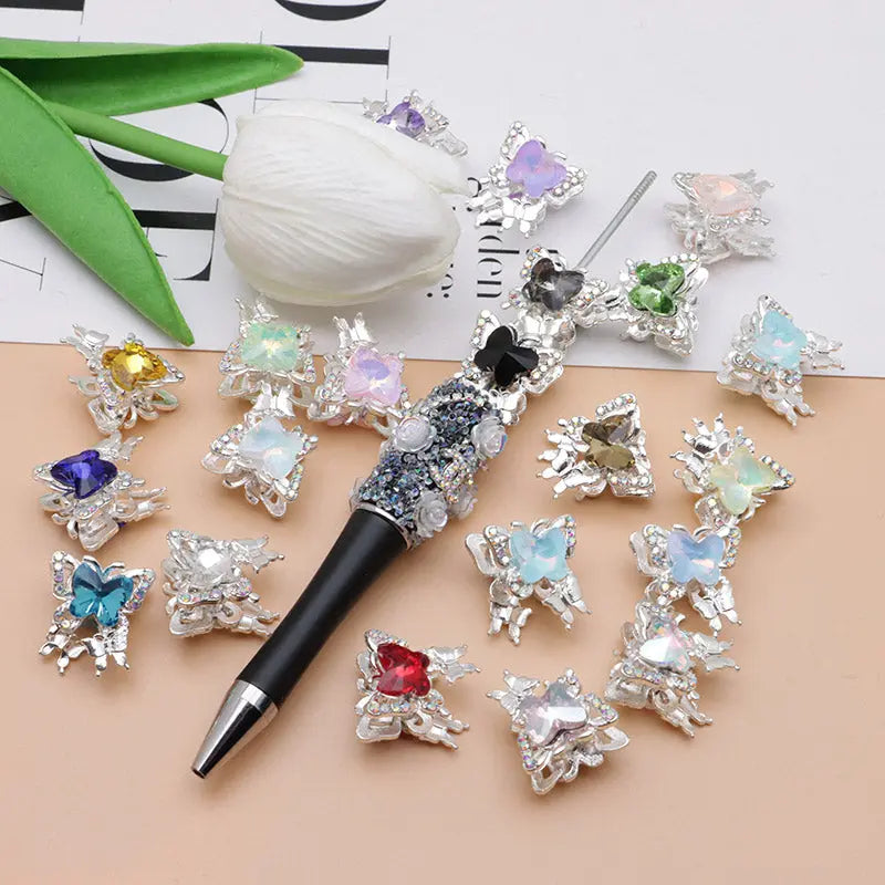 FS4844- Approximately 2×1.8×1.6 Cm Butterfly Alloy Beads Four For Keychain Jewelry Making Zoe's DIY Shop