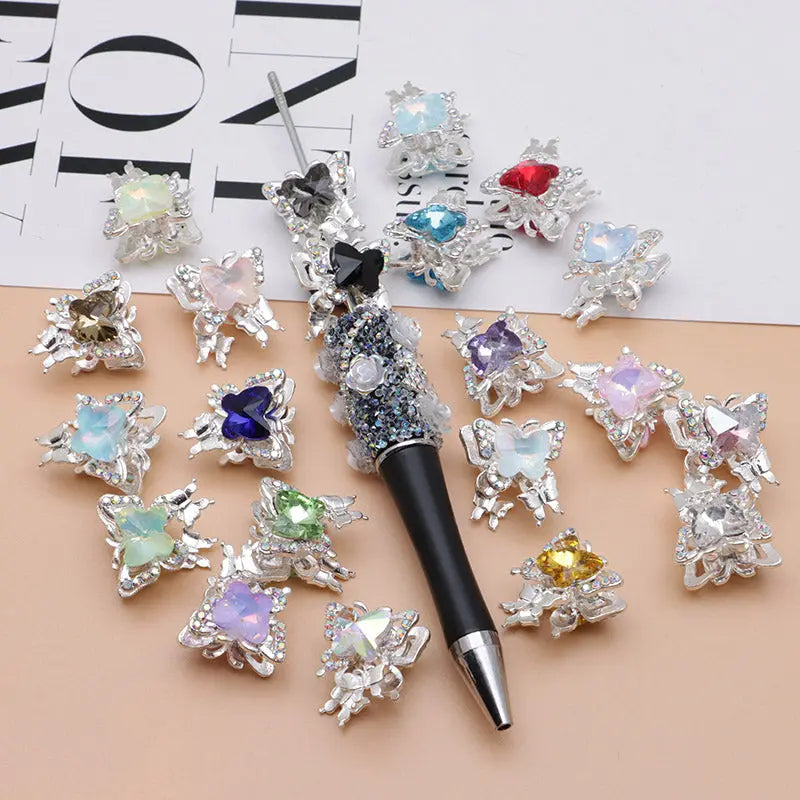 FS4844- Approximately 2×1.8×1.6 Cm Butterfly Alloy Beads Four For Keychain Jewelry Making Zoe's DIY Shop