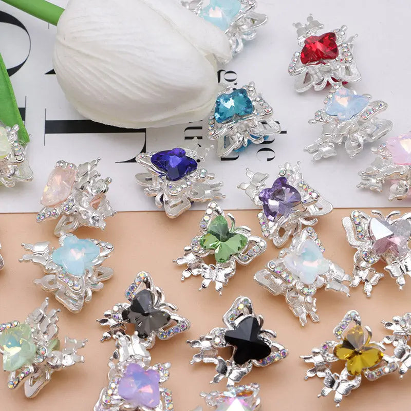 FS4844- Approximately 2×1.8×1.6 Cm Butterfly Alloy Beads Four For Keychain Jewelry Making Zoe's DIY Shop