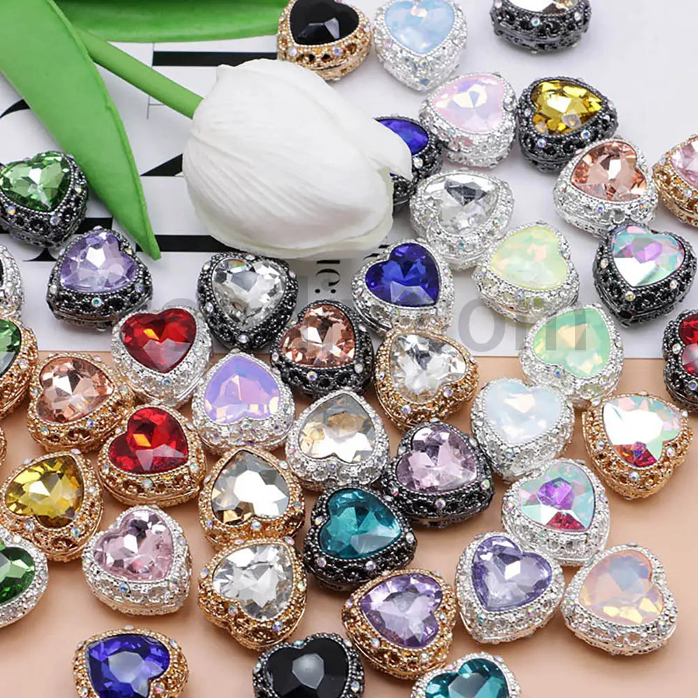 FS4845-Hollowed Heart Diamond Beads Fit For Beadable Pens For Keychain Jewelry Making Zoe's DIY Shop