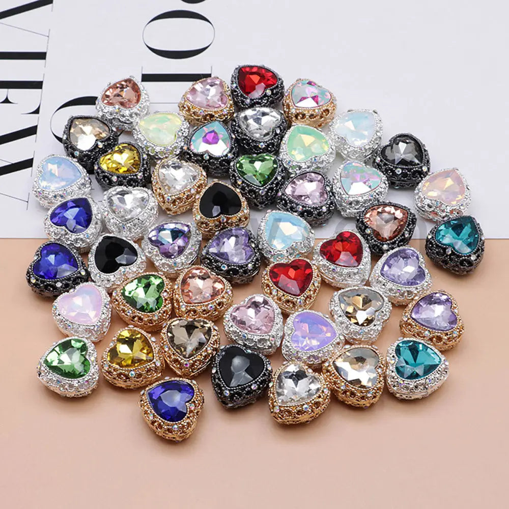 FS4845-Hollowed Heart Diamond Beads Fit For Beadable Pens For Keychain Jewelry Making Zoe's DIY Shop