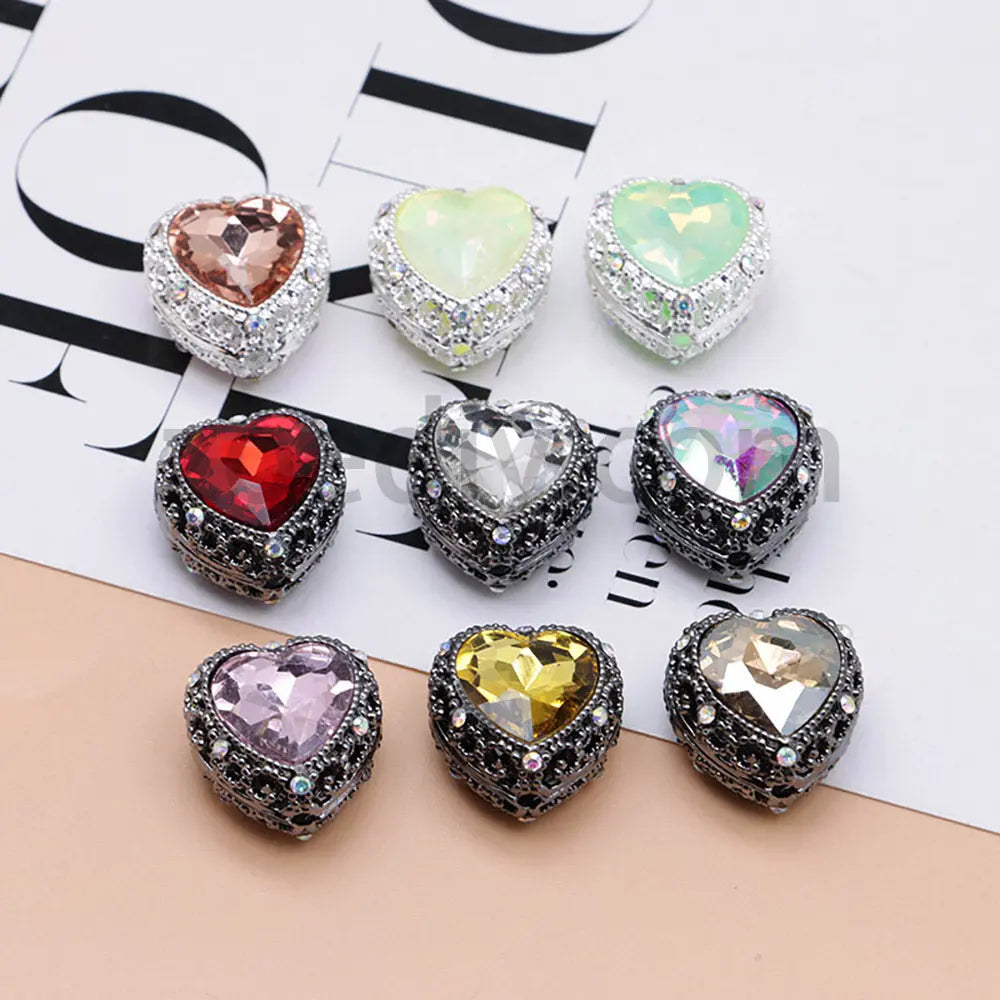 FS4845-Hollowed Heart Diamond Beads Fit For Beadable Pens For Keychain Jewelry Making Zoe's DIY Shop