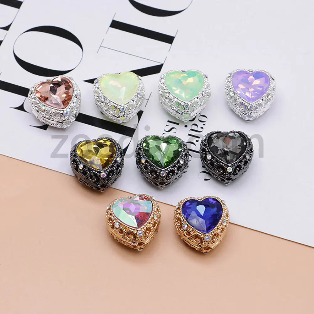 FS4845-Hollowed Heart Diamond Beads Fit For Beadable Pens For Keychain Jewelry Making Zoe's DIY Shop