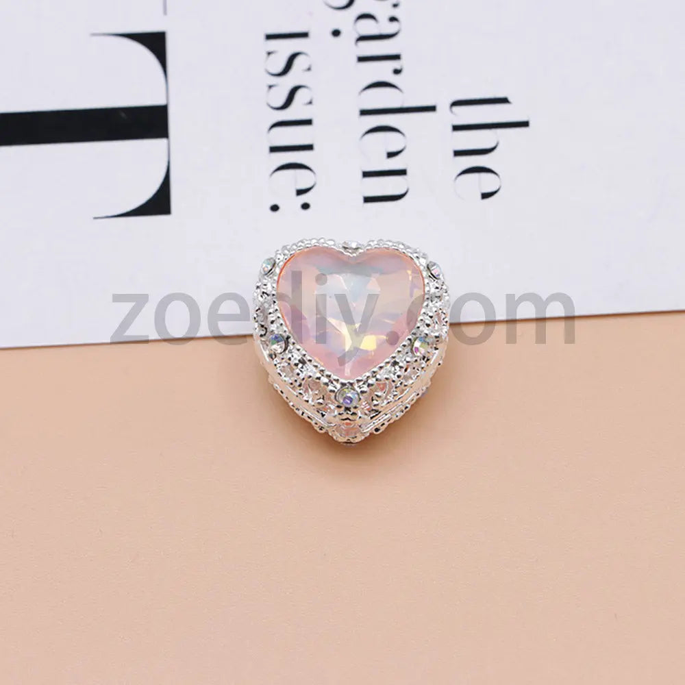 FS4845-Hollowed Heart Diamond Beads Fit For Beadable Pens For Keychain Jewelry Making Zoe's DIY Shop