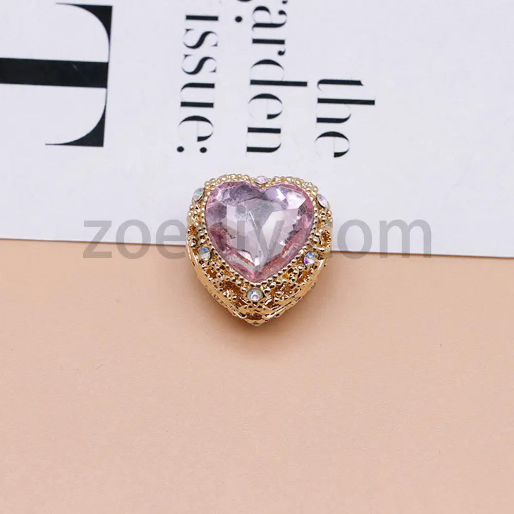 FS4845-Hollowed Heart Diamond Beads Fit For Beadable Pens For Keychain Jewelry Making Zoe's DIY Shop
