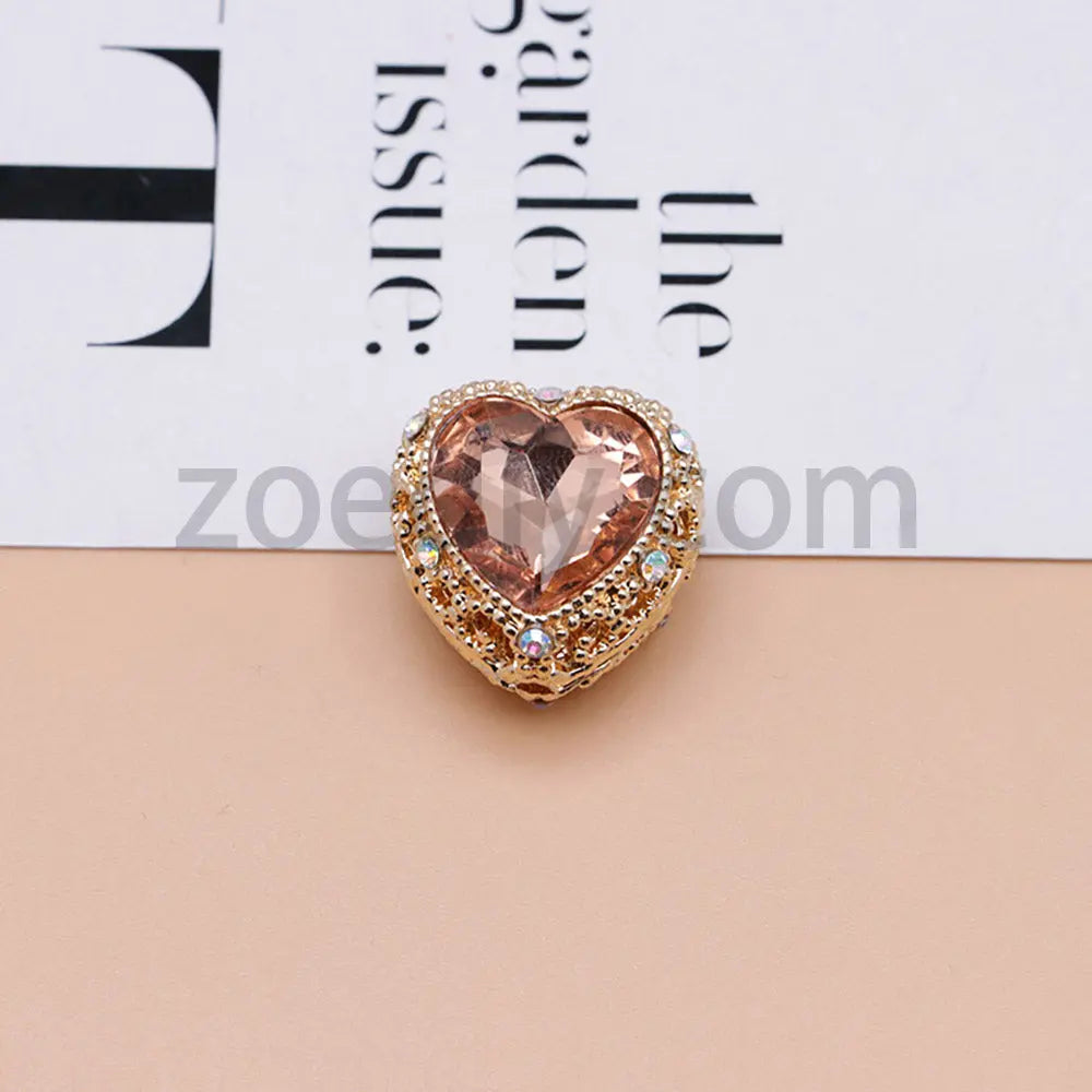 FS4845-Hollowed Heart Diamond Beads Fit For Beadable Pens For Keychain Jewelry Making Zoe's DIY Shop