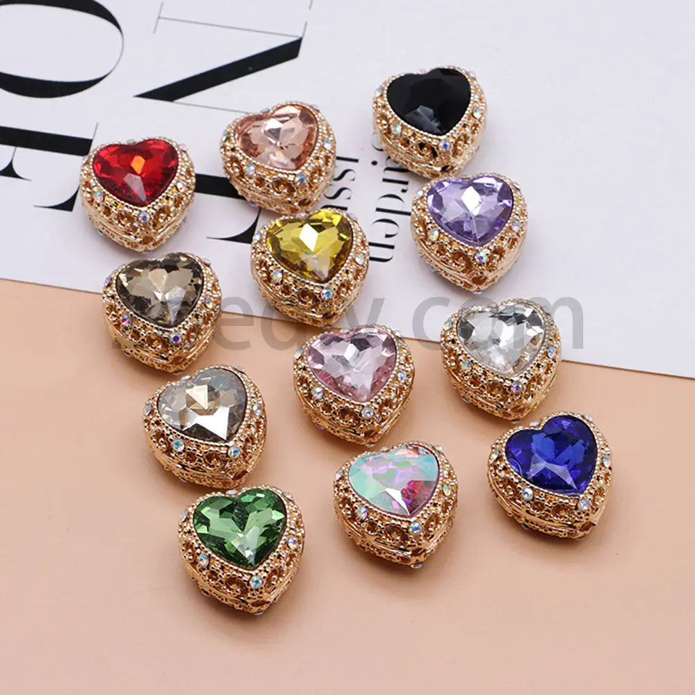 FS4845-Hollowed Heart Diamond Beads Fit For Beadable Pens For Keychain Jewelry Making Zoe's DIY Shop