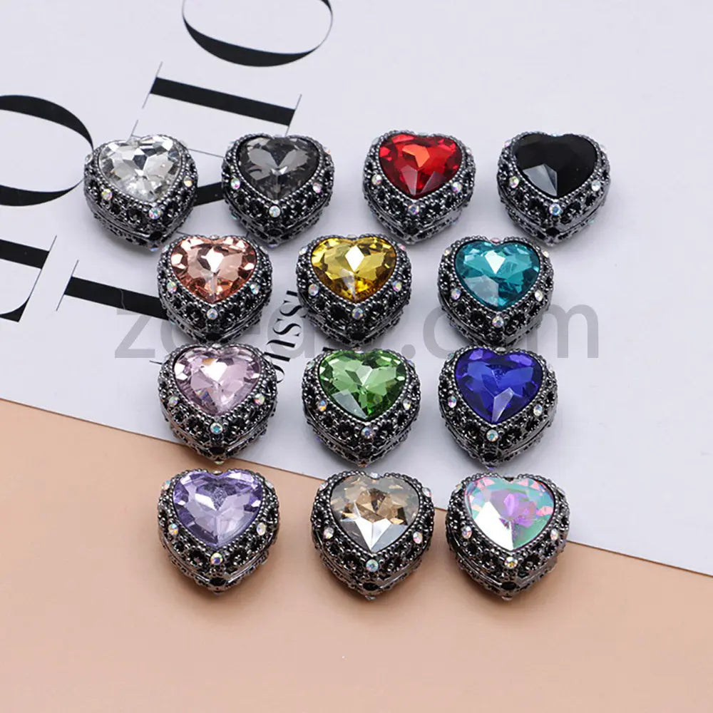 FS4845-Hollowed Heart Diamond Beads Fit For Beadable Pens For Keychain Jewelry Making Zoe's DIY Shop