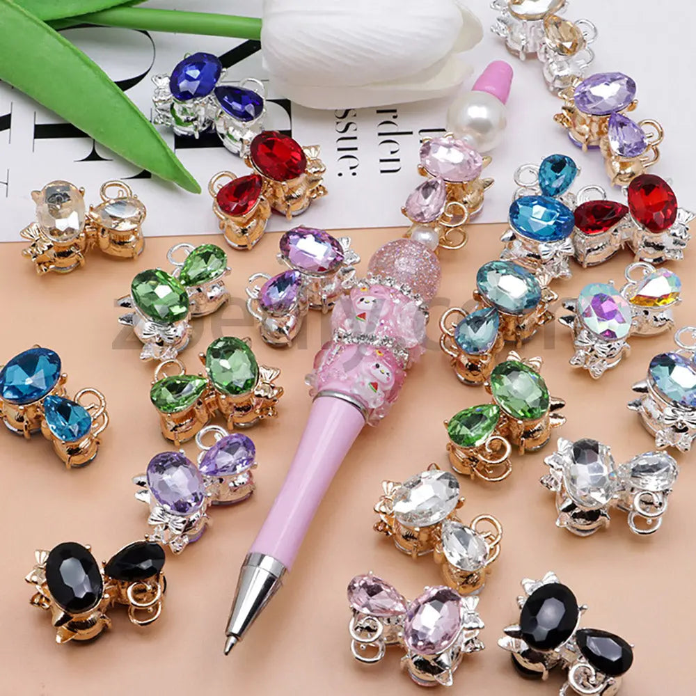 FS4847-Crystal Diamond Cat Alloy Beads Fit For Beadable Pens Zoe's DIY Shop