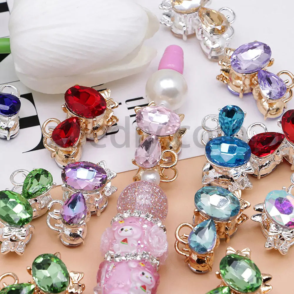 FS4847-Crystal Diamond Cat Alloy Beads Fit For Beadable Pens Zoe's DIY Shop