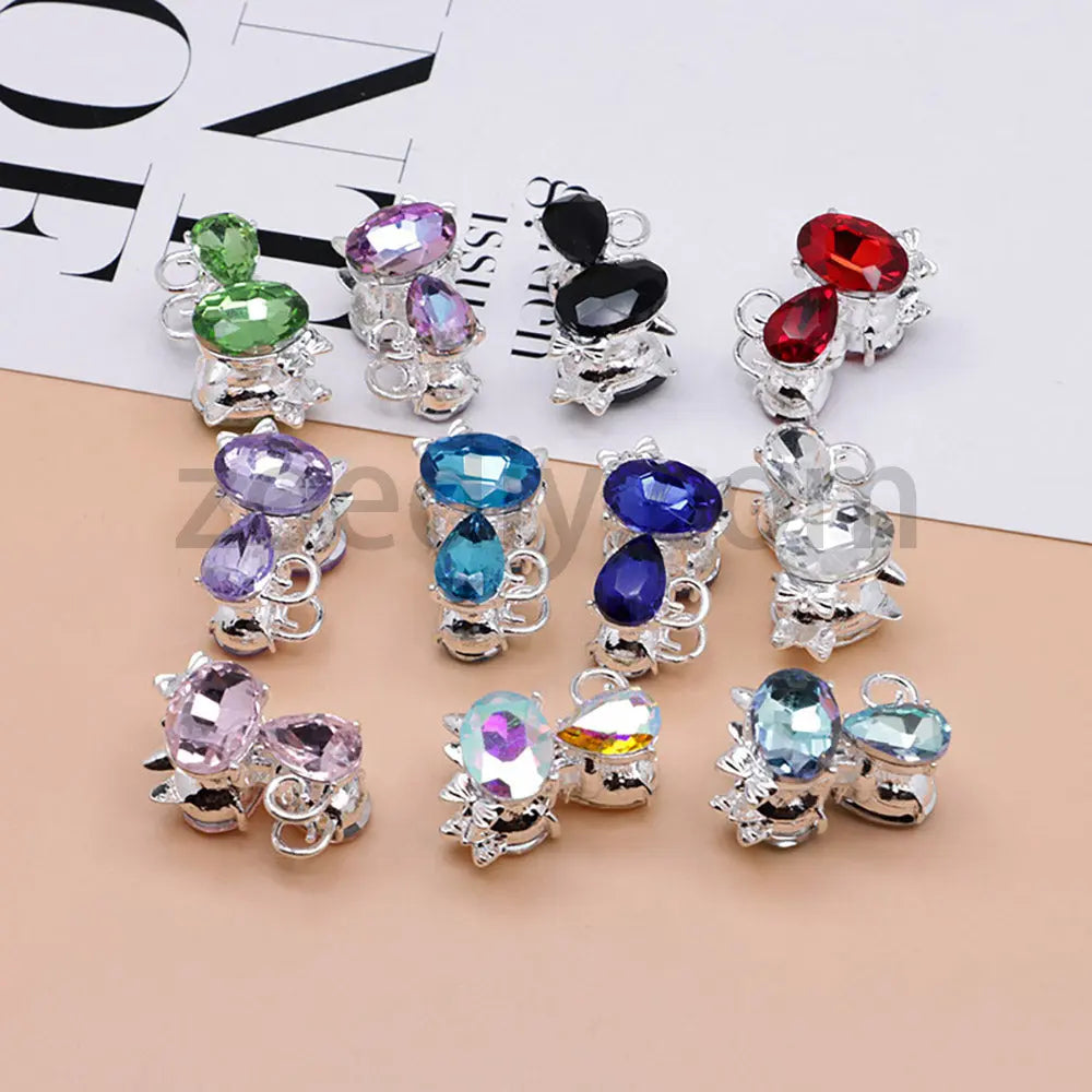 FS4847-Crystal Diamond Cat Alloy Beads Fit For Beadable Pens Zoe's DIY Shop