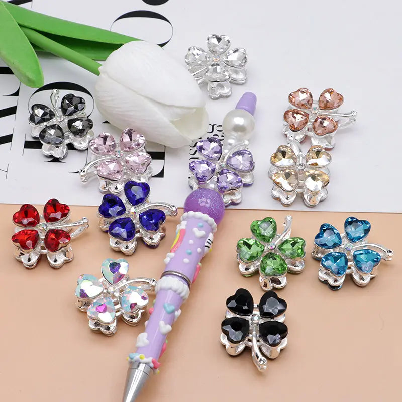 FS4848- Approximately 2.9×2.4×1.3 Cm Four - leaf Clover Alloy Beads Four - way Passable For Pen Zoe's DIY Shop