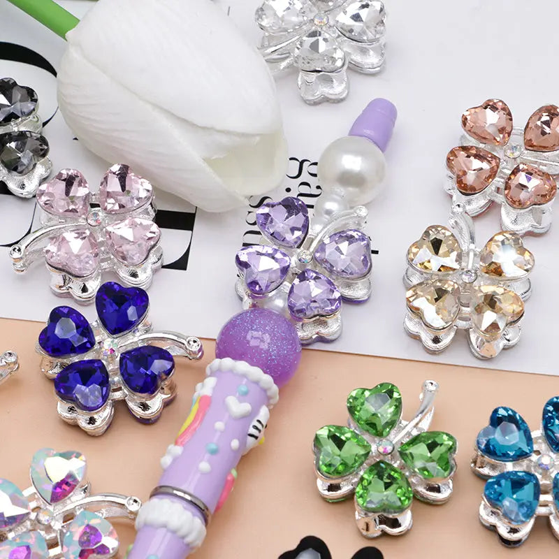 FS4848- Approximately 2.9×2.4×1.3 Cm Four - leaf Clover Alloy Beads Four - way Passable For Pen Zoe's DIY Shop