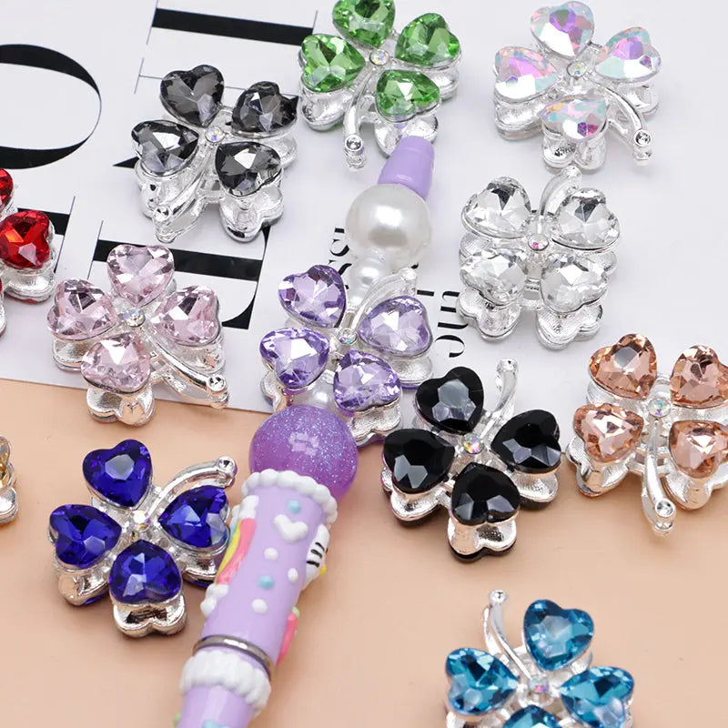 FS4848- Approximately 2.9×2.4×1.3 Cm Four - leaf Clover Alloy Beads Four - way Passable For Pen Zoe's DIY Shop