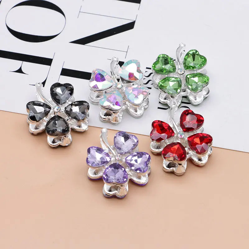 FS4848- Approximately 2.9×2.4×1.3 Cm Four - leaf Clover Alloy Beads Four - way Passable For Pen Zoe's DIY Shop