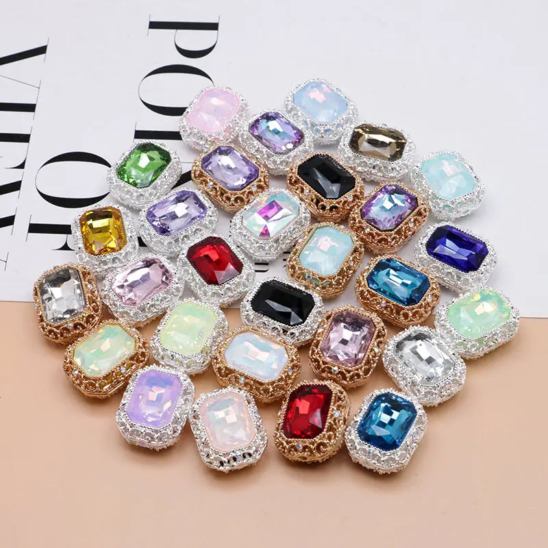 FS4849- Approximately 21×17mm Double-Sided Zirconium Diamond Alloy Beads Four-Way Pen-Passing For DIY Project Zoe's DIY Shop