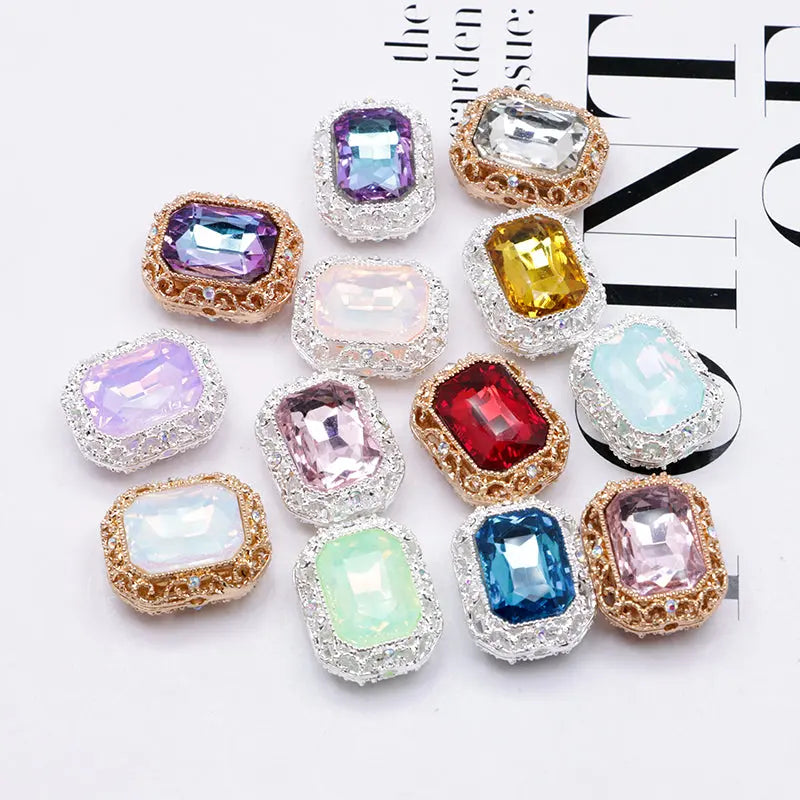 FS4849- Approximately 21×17mm Double-Sided Zirconium Diamond Alloy Beads Four-Way Pen-Passing For DIY Project Zoe's DIY Shop