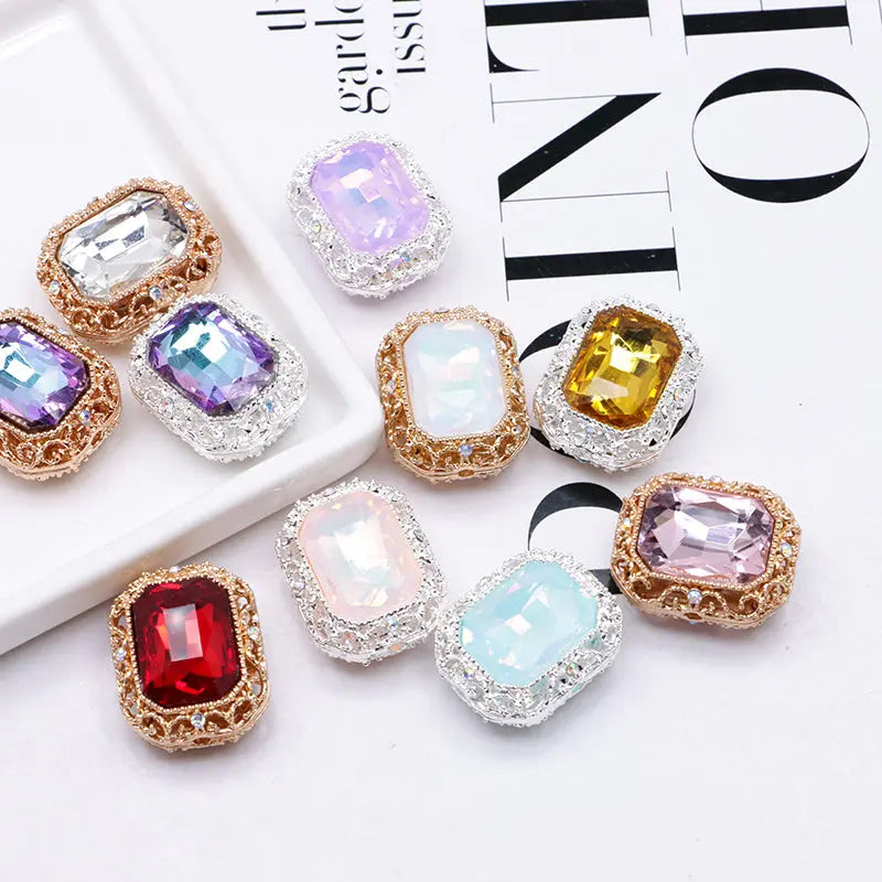 FS4849- Approximately 21×17mm Double-Sided Zirconium Diamond Alloy Beads Four-Way Pen-Passing For DIY Project Zoe's DIY Shop