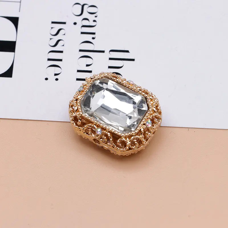 FS4849- Approximately 21×17mm Double-Sided Zirconium Diamond Alloy Beads Four-Way Pen-Passing For DIY Project Zoe's DIY Shop