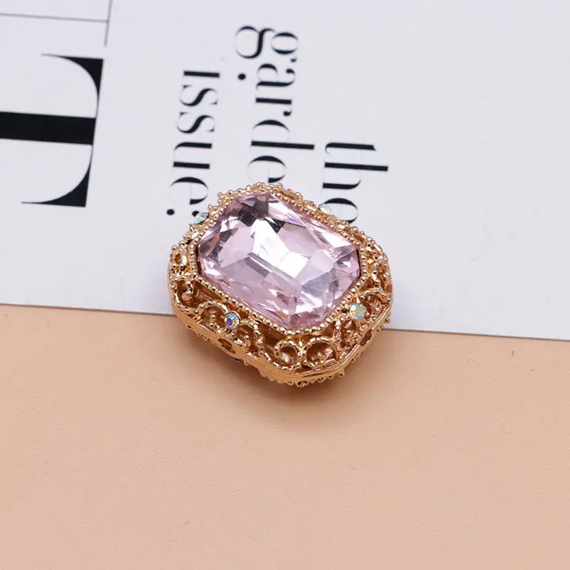 FS4849- Approximately 21×17mm Double-Sided Zirconium Diamond Alloy Beads Four-Way Pen-Passing For DIY Project Zoe's DIY Shop