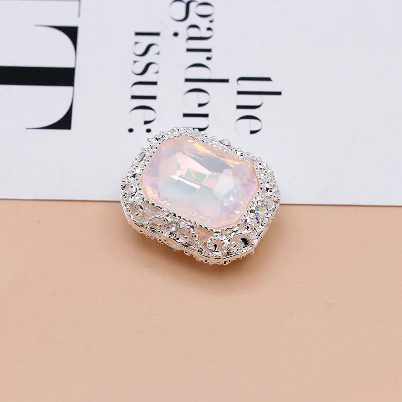 FS4849- Approximately 21×17mm Double-Sided Zirconium Diamond Alloy Beads Four-Way Pen-Passing For DIY Project Zoe's DIY Shop
