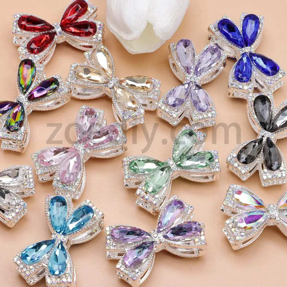 FS4850- Crystal Diamond Bows Metal Beads Fit For Beadable Pens Zoe's DIY Shop