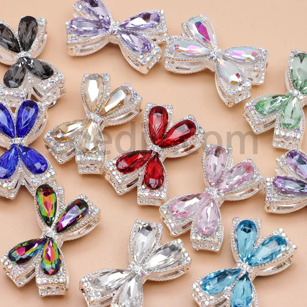 FS4850- Crystal Diamond Bows Metal Beads Fit For Beadable Pens Zoe's DIY Shop