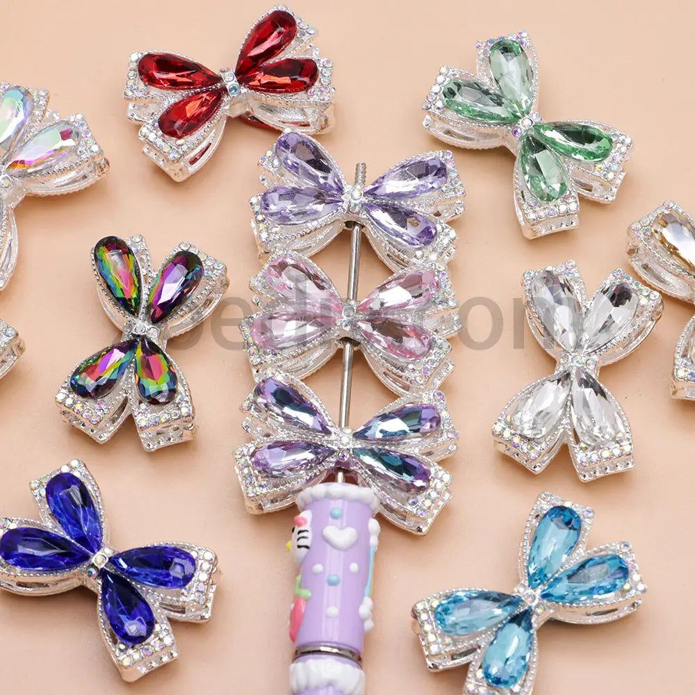 FS4850- Crystal Diamond Bows Metal Beads Fit For Beadable Pens Zoe's DIY Shop