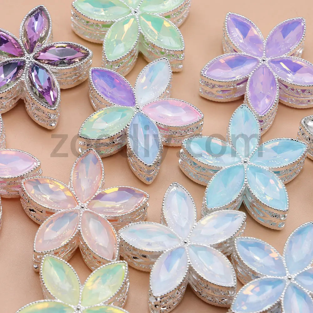 FS4851-Crystal Diamond Flower Metal Beads Fit For Beadable Pens Zoe's DIY Shop