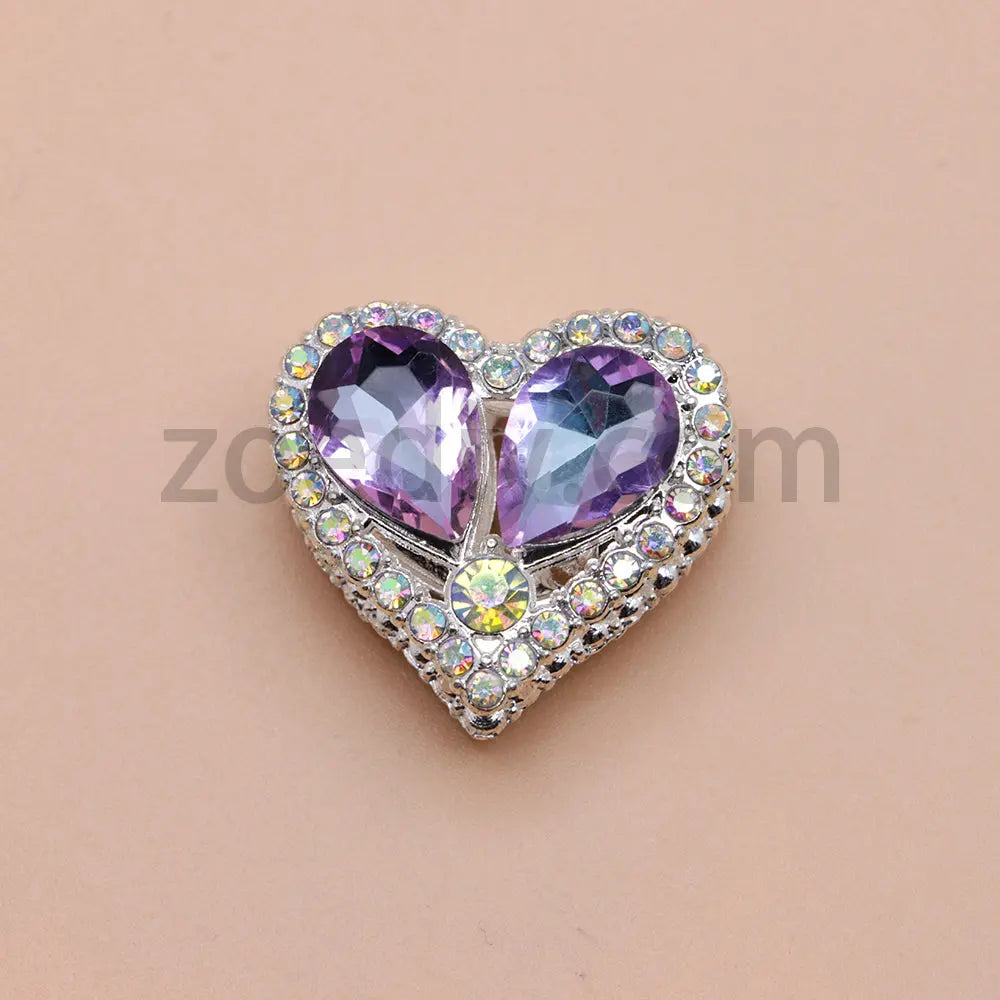 FS4852-Double Sided Heart Crystal Diamond Metal Beads Fit For Beadable Pens Zoe's DIY Shop