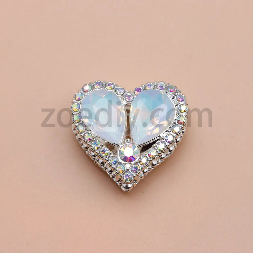 FS4852-Double Sided Heart Crystal Diamond Metal Beads Fit For Beadable Pens Zoe's DIY Shop