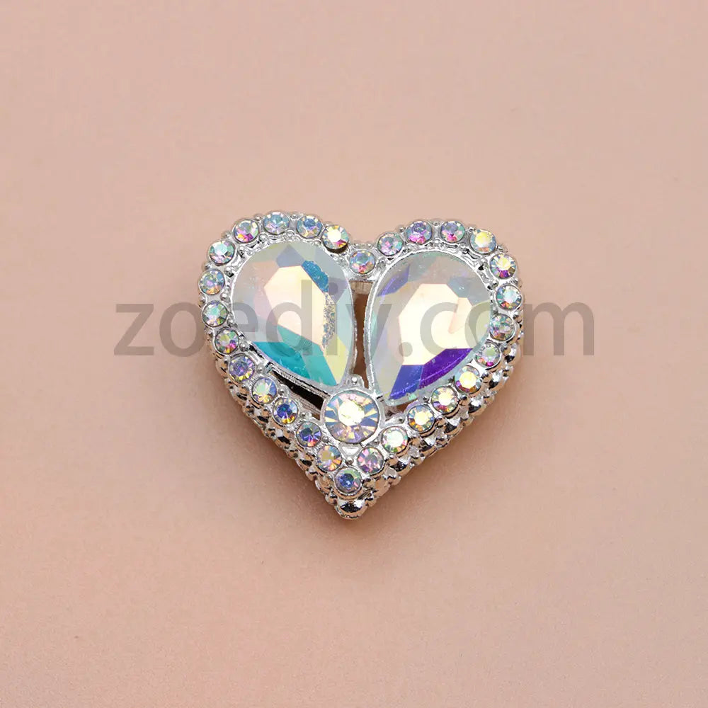 FS4852-Double Sided Heart Crystal Diamond Metal Beads Fit For Beadable Pens Zoe's DIY Shop