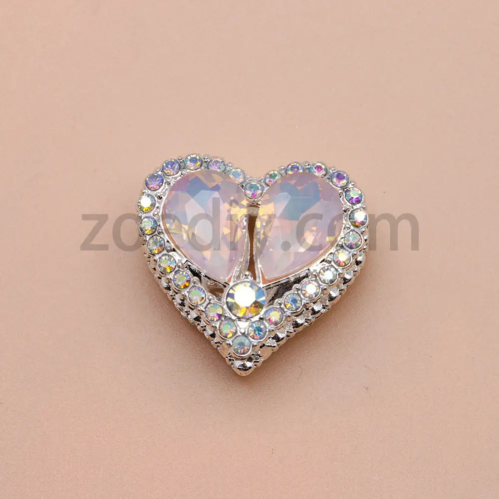 FS4852-Double Sided Heart Crystal Diamond Metal Beads Fit For Beadable Pens Zoe's DIY Shop