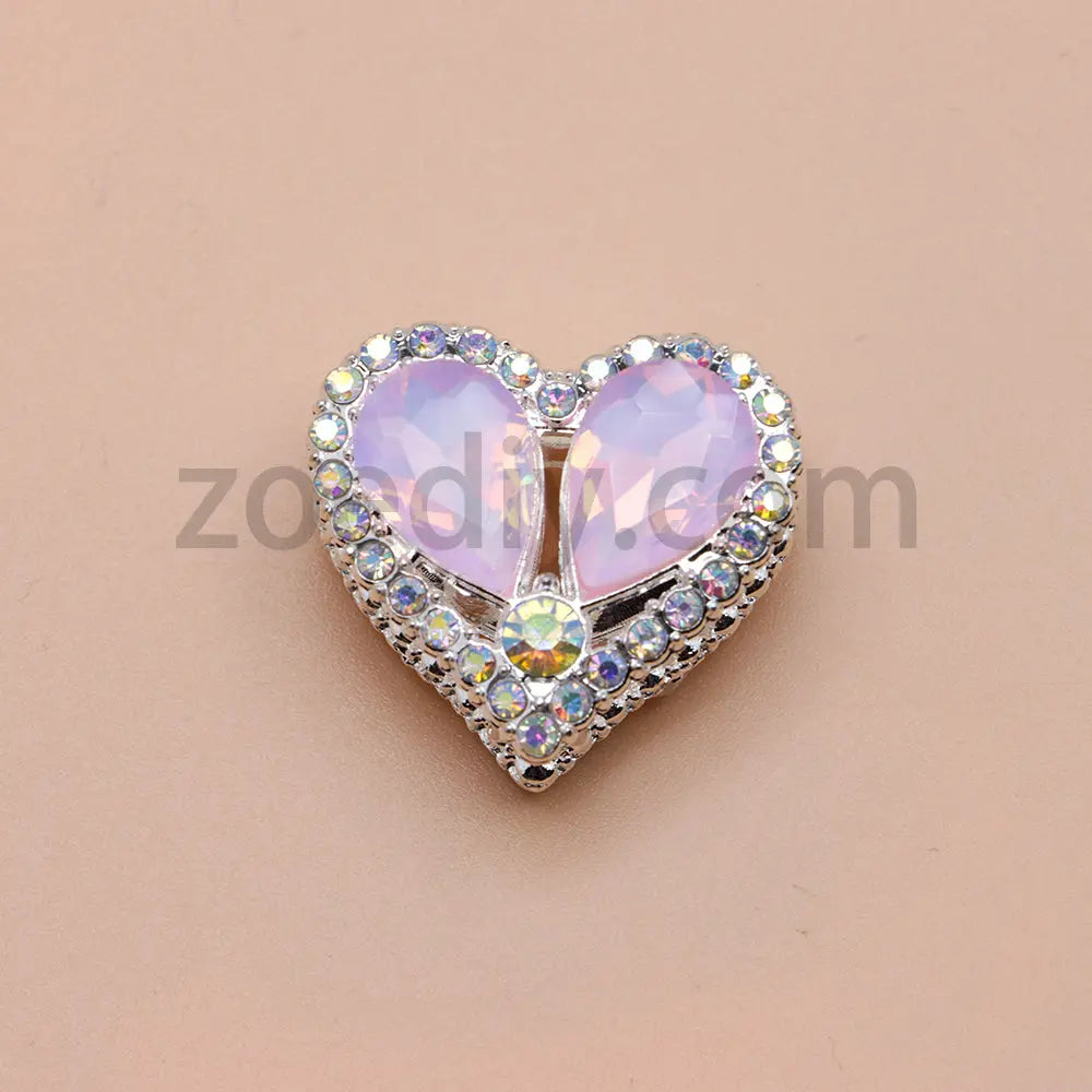 FS4852-Double Sided Heart Crystal Diamond Metal Beads Fit For Beadable Pens Zoe's DIY Shop