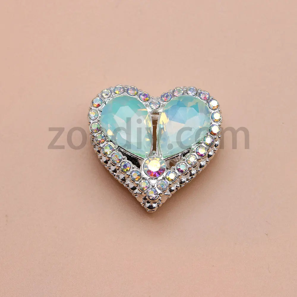 FS4852-Double Sided Heart Crystal Diamond Metal Beads Fit For Beadable Pens Zoe's DIY Shop