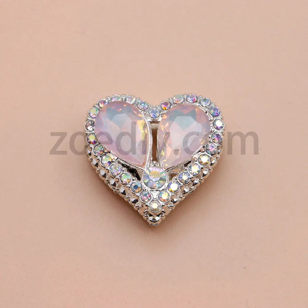 FS4852-Double Sided Heart Crystal Diamond Metal Beads Fit For Beadable Pens Zoe's DIY Shop