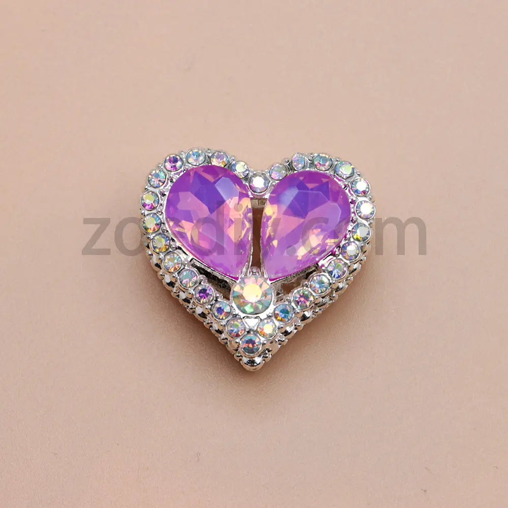 FS4852-Double Sided Heart Crystal Diamond Metal Beads Fit For Beadable Pens Zoe's DIY Shop