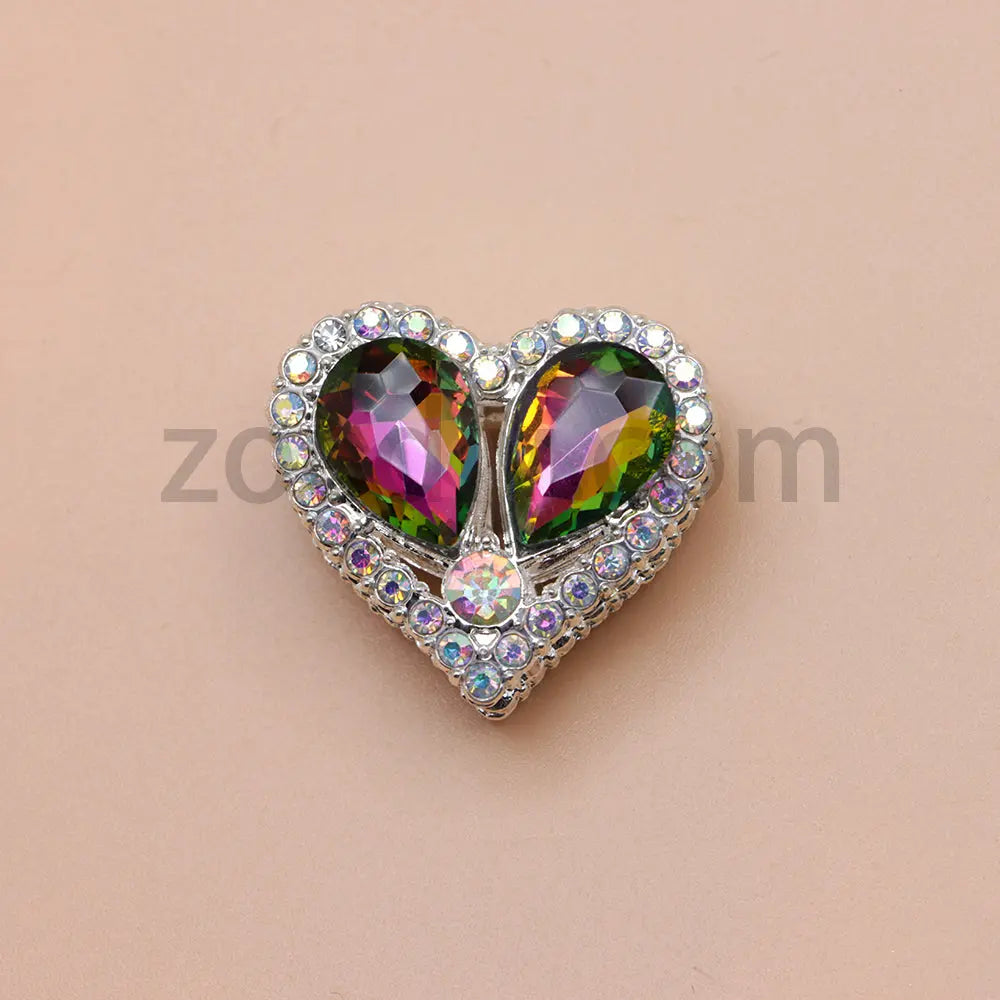 FS4852-Double Sided Heart Crystal Diamond Metal Beads Fit For Beadable Pens Zoe's DIY Shop